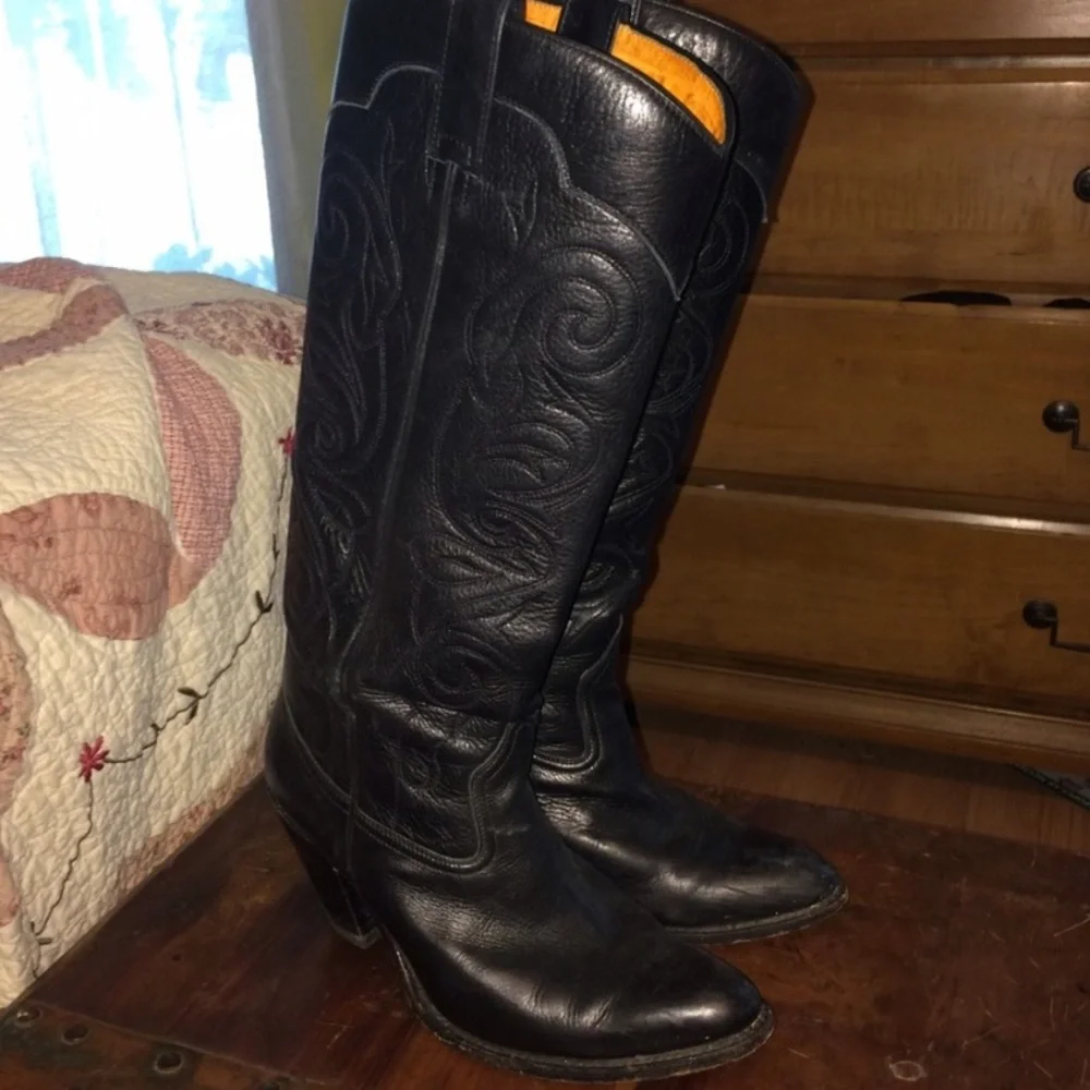 Rare FRYE Deadstock Black Leather Mustang Boots - Picture 1 of 7